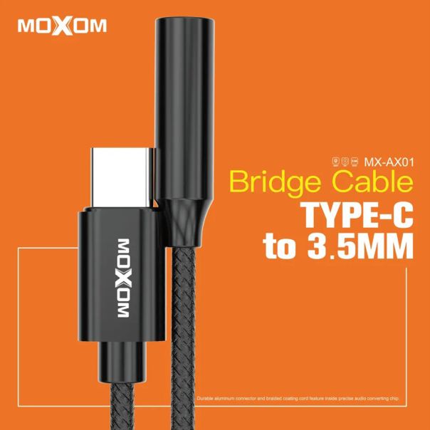 MOXOM Adapter audio MX-AX01 3.5mm na Type C MOXOM pleteni, crna - AD433