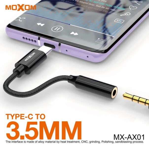 MOXOM Adapter audio MX-AX01 3.5mm na Type C MOXOM pleteni, crna - AD433