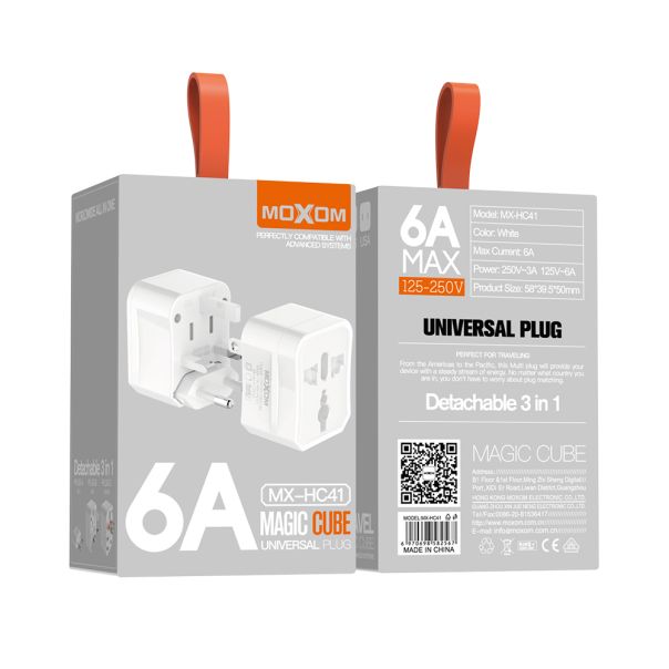 MOXOM Adapter univerzalni 3u1 MX-HC41 6A, bela - AD451