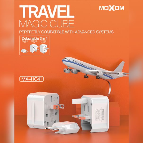 MOXOM Adapter univerzalni 3u1 MX-HC41 6A, bela - AD451