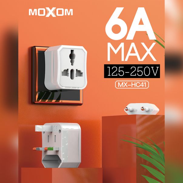 MOXOM Adapter univerzalni 3u1 MX-HC41 6A, bela - AD451