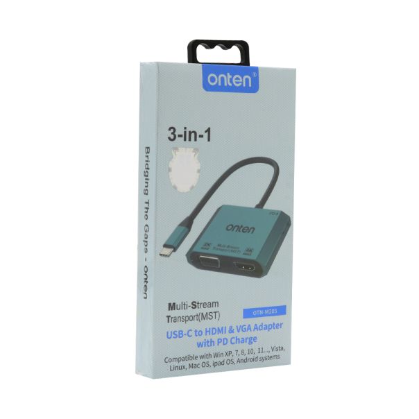Adapter USB Type-C na HDMI (zenski) 4K 60Hz + VGA (zenski) 2K 60Hz 16cm (OTN-M205) Onten - EP2941560