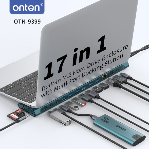 Dock stanica multifunkcionalna USB Type-C 17u1 sa prikljuckom M.2 SSD (OTN-9399) Onten - EP2922906