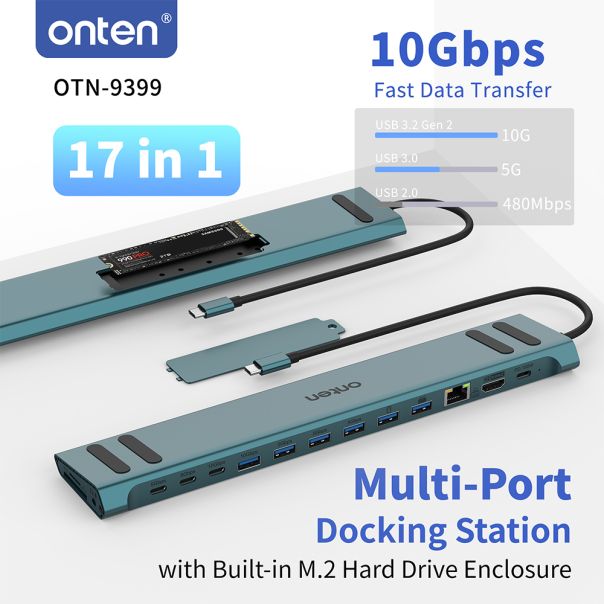 Dock stanica multifunkcionalna USB Type-C 17u1 sa prikljuckom M.2 SSD (OTN-9399) Onten - EP2922906