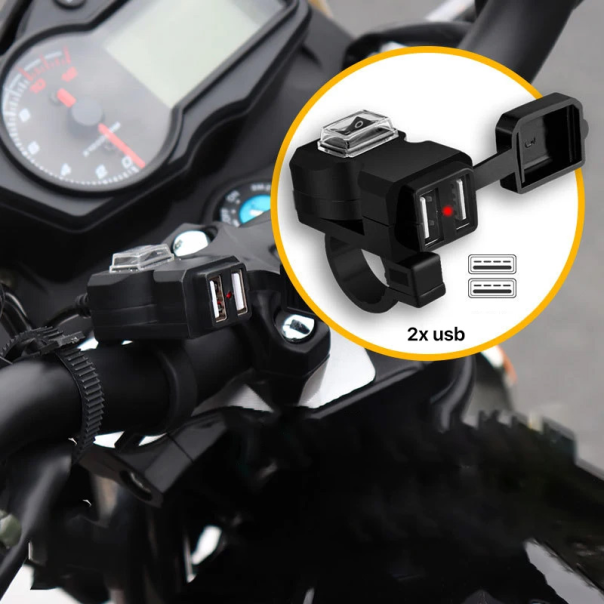 Adapter 2.4A vodootporni za motor 1.5m crni - 216162-1