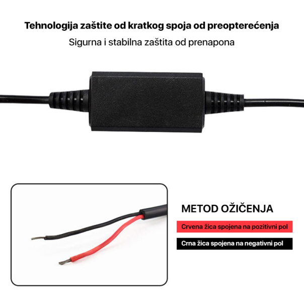 Adapter 2.4A vodootporni za motor 1.5m crni - 216162-1