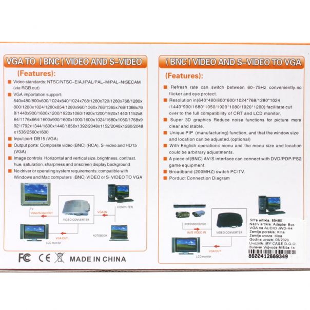 Adapter Box VGA na AUDIO JWD-H4 - 85480