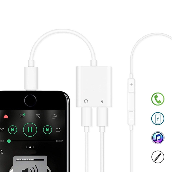 Adapter za punjenje i Audio na iPhone Lightning beli - 026185
