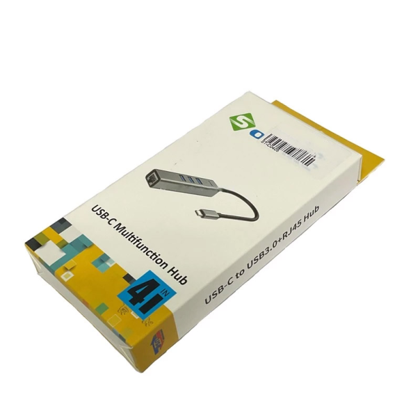 Adapter / HUB Sotako Type-C (1x USB 3.0 + 2x USB 2.0 + RJ45) 0.15 sivi - 617377