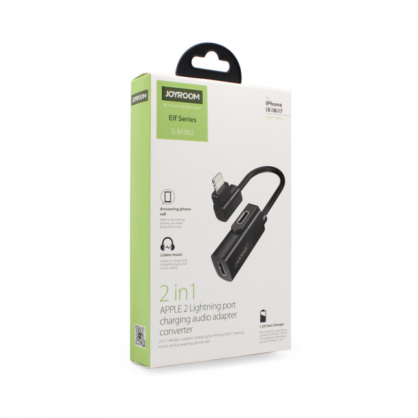 Adapter Joyroom za slusalice i punjenje iPhone lightning crni - 64247-1