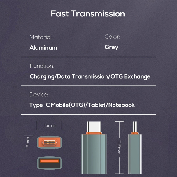 Adapter LDNIO LC140 USB na Type C sivi - 99409
