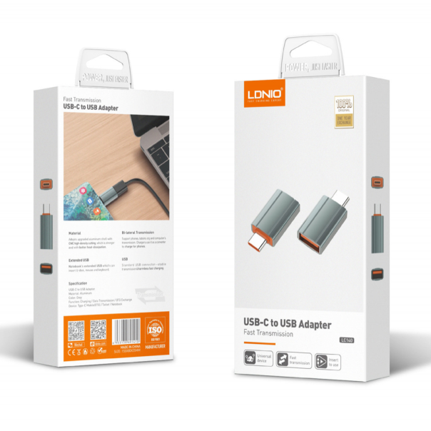 Adapter LDNIO LC140 USB na Type C sivi - 99409
