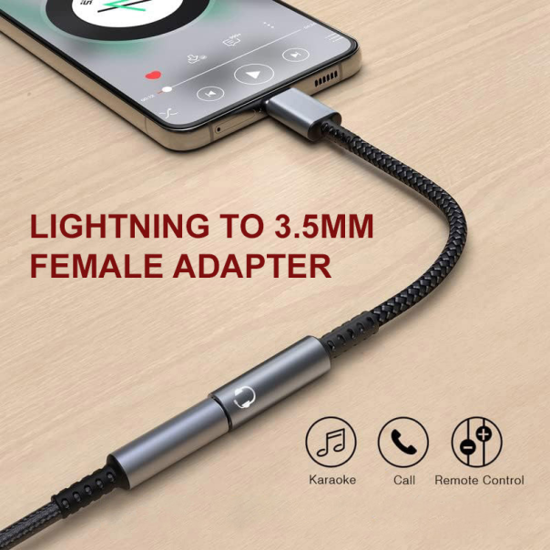 Adapter LDNIO LSY80i 3,5mm za slušalice iPhone Lightning na 3,5 mm sivi - 617555