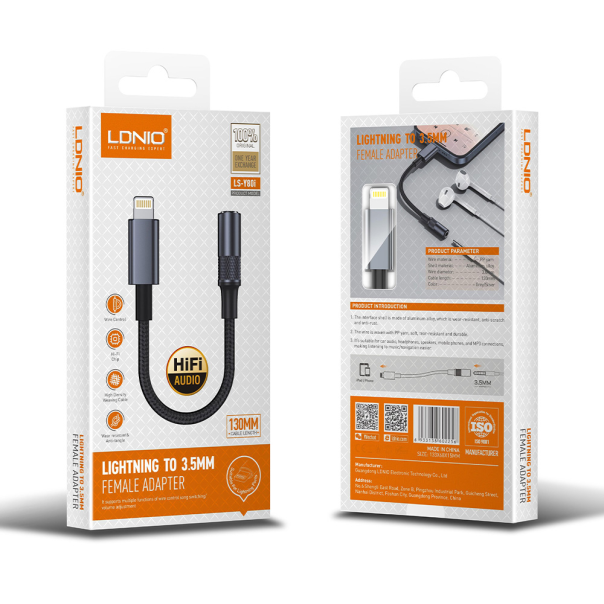 Adapter LDNIO LSY80i za slusalice iPhone Lightning na 3.5mm crni - 218325