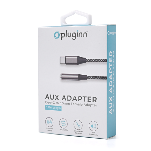 Adapter Pluginn AUX Z na Type C 0.25m crni - 221108