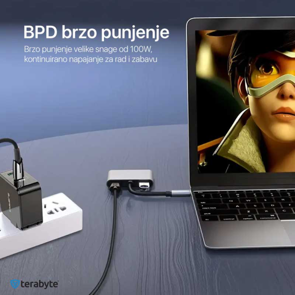 Adapter Terabyte Type C na HDMIx2 PD USB3.0 4 u 1 - 220868