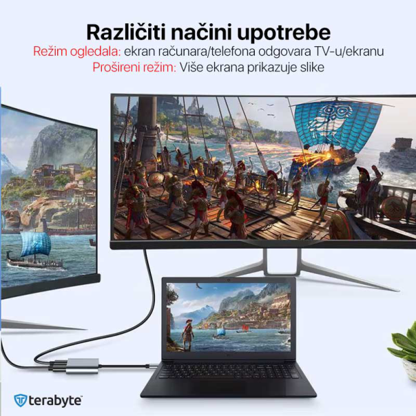 Adapter Terabyte Type C na HDMIx2 PD USB3.0 4 u 1 - 220868