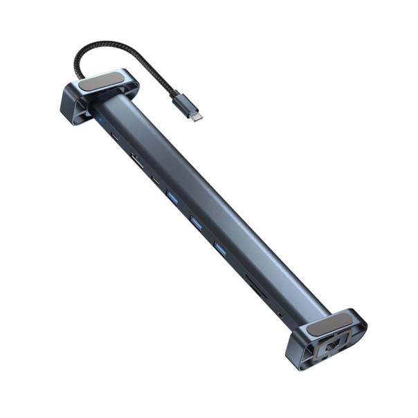 Adapter Type C JWD-TC45 na LAN, PD, HDMI, Type C, 3x USB 3.0, SD, TF,  3.5mm 10 u 1 sivi - 223264