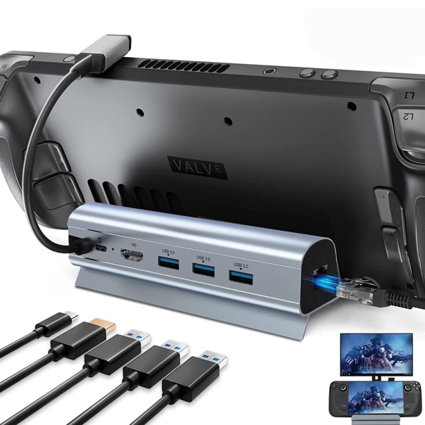 Adapter Type C JWD-TC58 na LAN, PD, HDMI, 3x USB 3.0 6 u 1 sivi - 223262