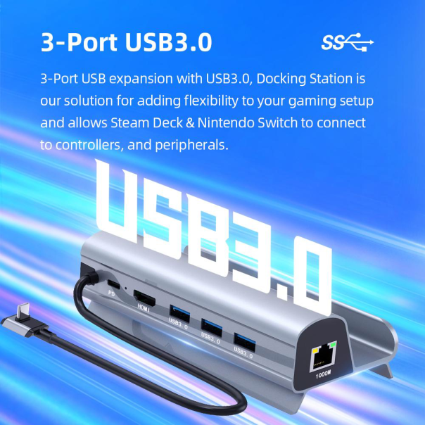 Adapter Type C JWD-TC58 na LAN, PD, HDMI, 3x USB 3.0 6 u 1 sivi - 223262