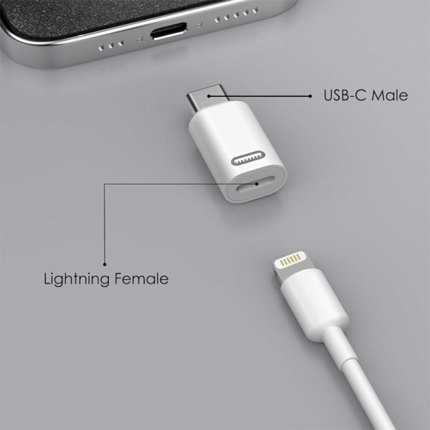 Adapter Type-C muski na Lightning zenski crni - 613126