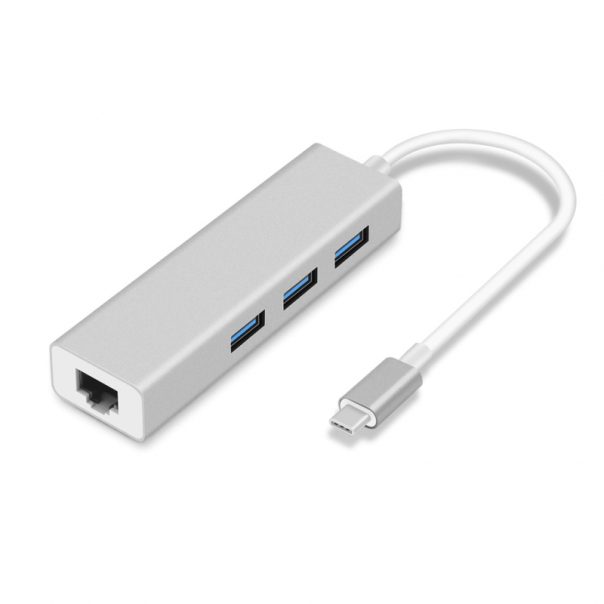Adapter Type C na 3 USB 3.0 + RJ45 Gb JWD-T5 srebrni - 85506