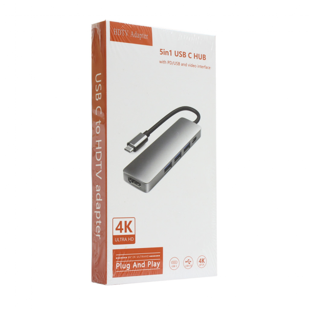 Adapter Type C na HDMI 3xUSB 3.0 type C 5u1 - 201815