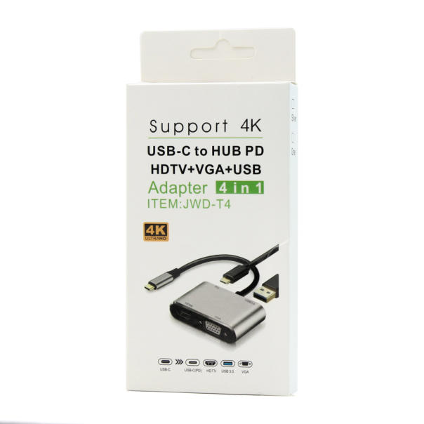 Adapter Type C na HDMI VGA PD USB3.0 4 u 1 sivi - 208955-1
