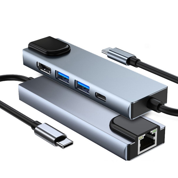 Adapter Type C na LAN Gb, Type C, 2xUSB 3.0 i HDMI 5u1 20cm kabl - 207956-1-1