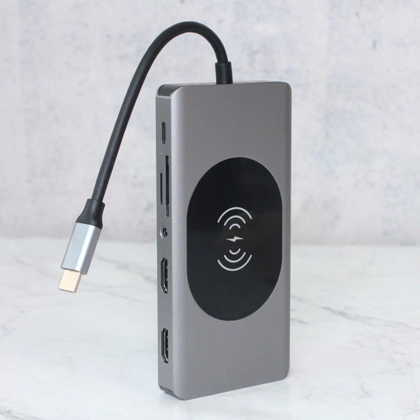 Adapter Type C na LAN Gb Wireless PC SD card TF Type C 3xUSB Audio 2xHDMI i VGA 14 u 1 20cm - 207959