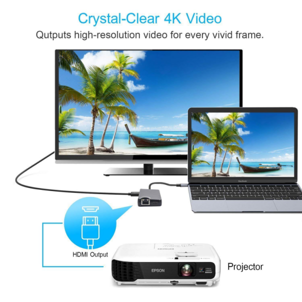 Adapter Type C na RJ45 (LAN) HDMI VGA 2xUSB 3.0 PD SD microSD 8u1 JWD-TC32 - 88941