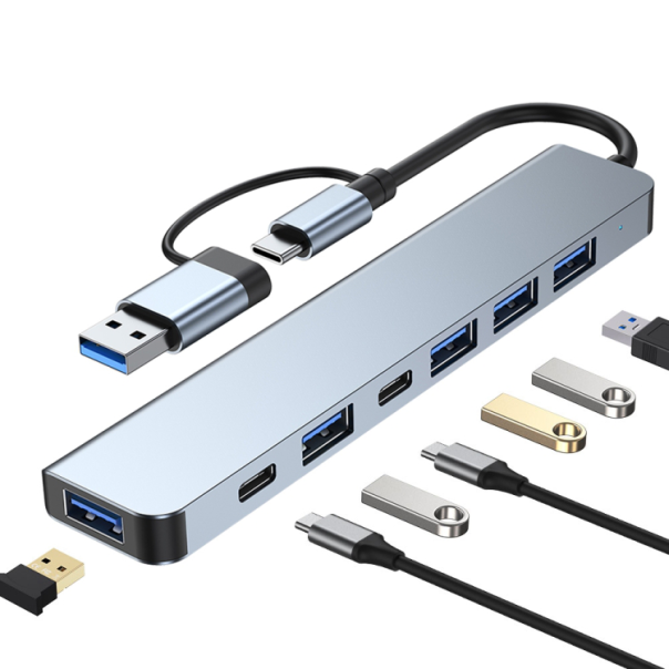 Adapter Type C - USB 3.0 na 2xType C, 3xUSB 3.0 i 2xUSB 2.0 7u1 20cm kabl - 207962