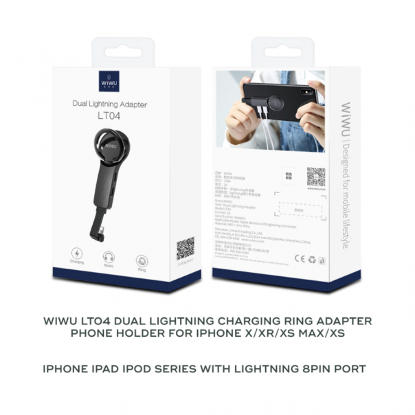 Adapter Wiwu za slusalice i punjenje iPhone lighting crni - 69443