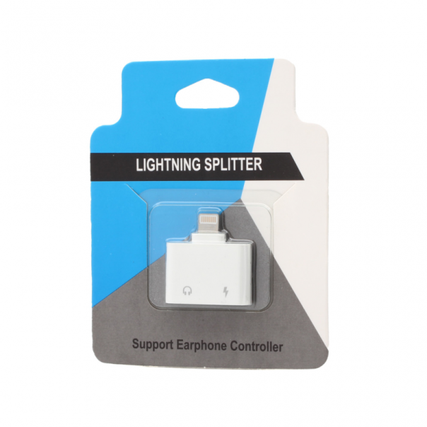 Adapter za slusalice i punjenje W5 iPhone lightning beli - 83618