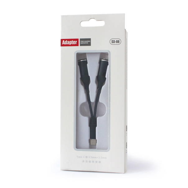 Adapter za slusalice SX-08 Type C na 2x 3.5mm crni - 205525