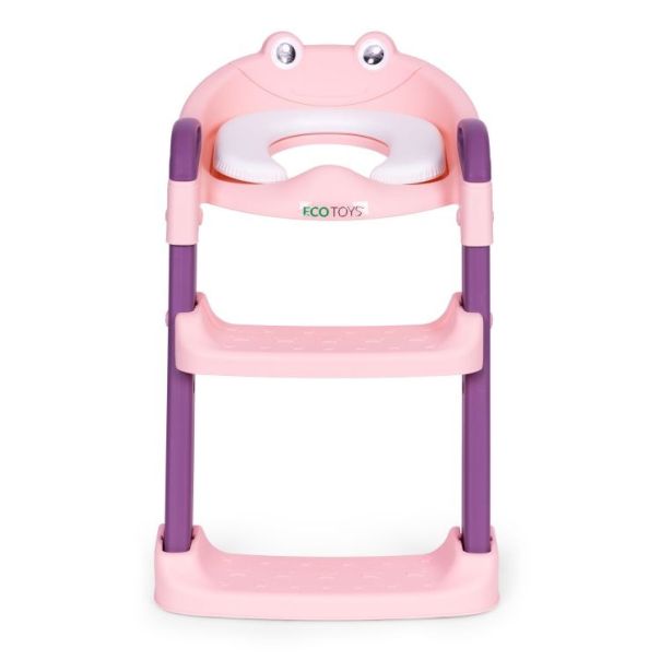ECO TOYS Adapter za WC šolju za decu sa stepenikom, roze - PP8001 PINK