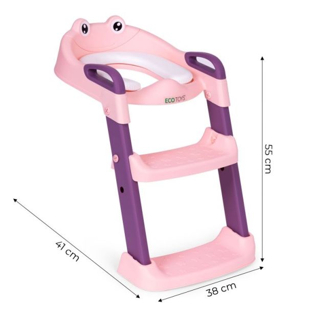 ECO TOYS Adapter za WC šolju za decu sa stepenikom, roze - PP8001 PINK