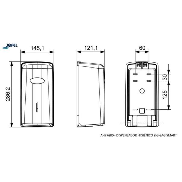 JOFEL Dispenzer za složivi toalet papira - listići, crna - AH77600
