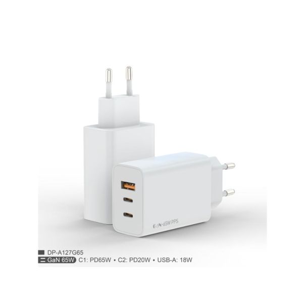 FULMOVA Zidni punjac GAN PD/65W/bela sa USB-C kablom - EP3139969