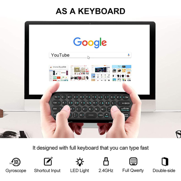 Air Mouse wireless tastatura I mis, IR daljinski crni - 207964