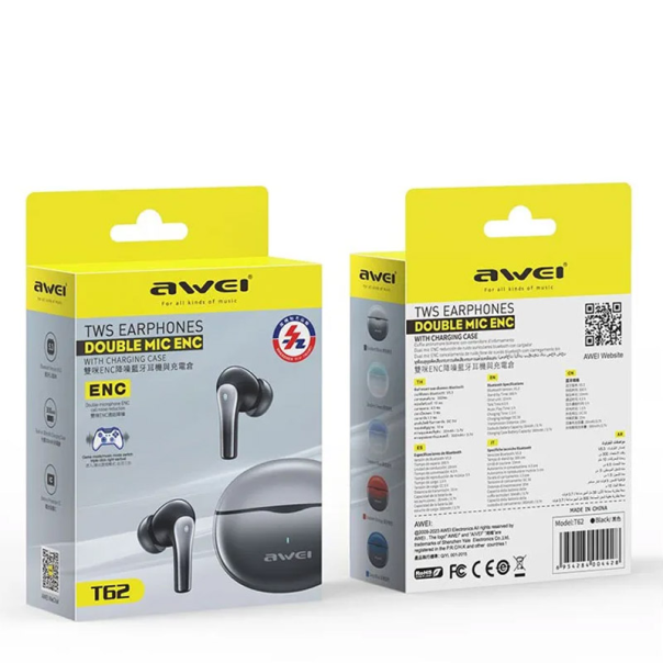 Bluetooth slušalice AirPhones Awei T62 ENC crne - 607761