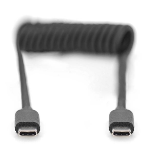 DIGITUS Spiralni kabl USB-C na USB-C 2.0 AK-300431-006-S, 32-100cm, crna - AK-300431-006-S