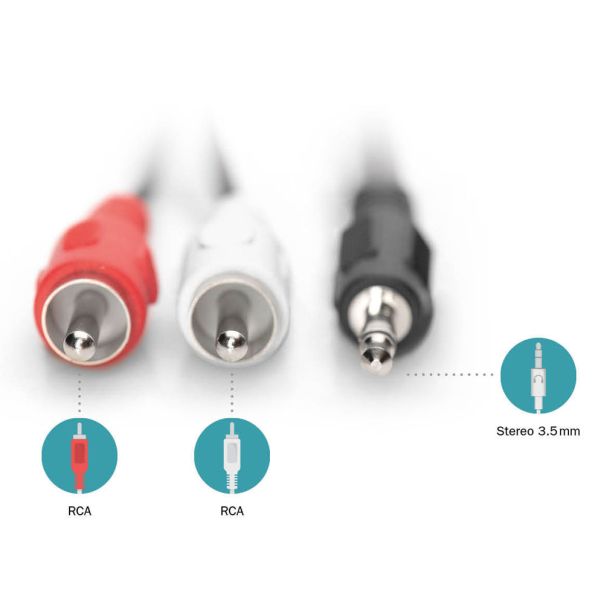 DIGITUS Audio kabl 2xcinc na 3.5mm 1.5m, crna - AK-510300-015-S