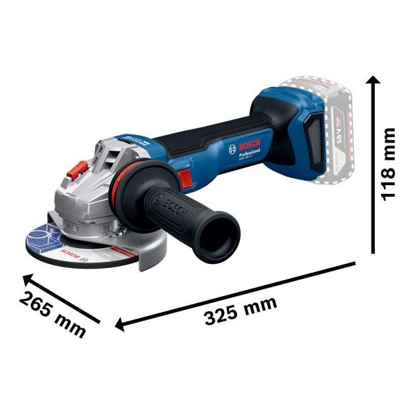 BOSCH Aku ugaona brusilica 125 mm GWS 18V-11 Solo - bez baterije i punjača - 06019N4100