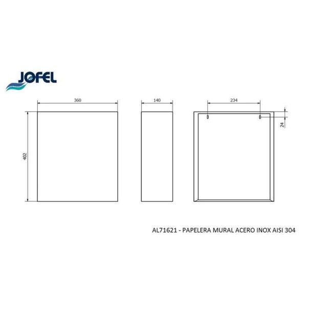 JOFEL Zidna kanta za otpatke 20L, inox - AL71621