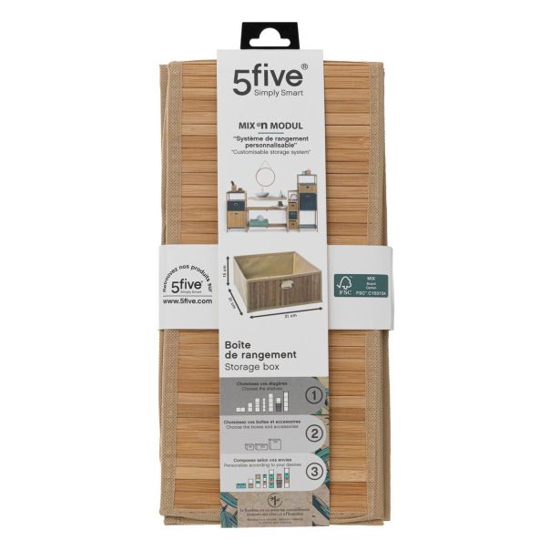 FIVE Korpa 31x15cm pp/bambus, braon - 155968A