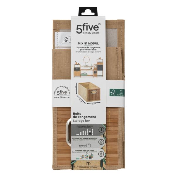 FIVE Korpa 15x31cm pp/bambus, braon - 155969A