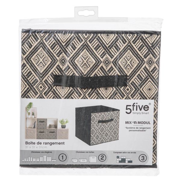 FIVE Kutija za odlaganje 31x31x31cm,crno/bela - 160451