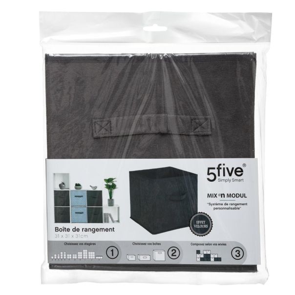 FIVE Kutija za odlaganje 31x31cm Velvet,siva - 160455A