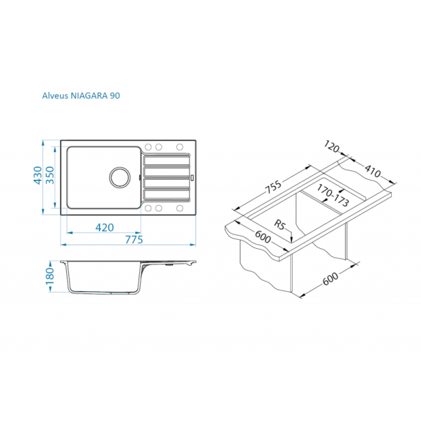 ALVEUS Sudopera Niagara 90 G91 crna - 1148032
